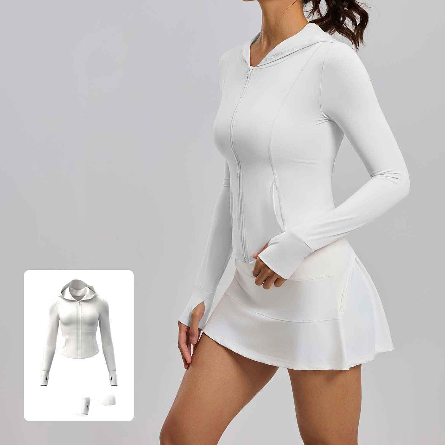 Summer yarn UV-proof sunscreen coat thin outdoor skin clothing hooded sunscreen clothing