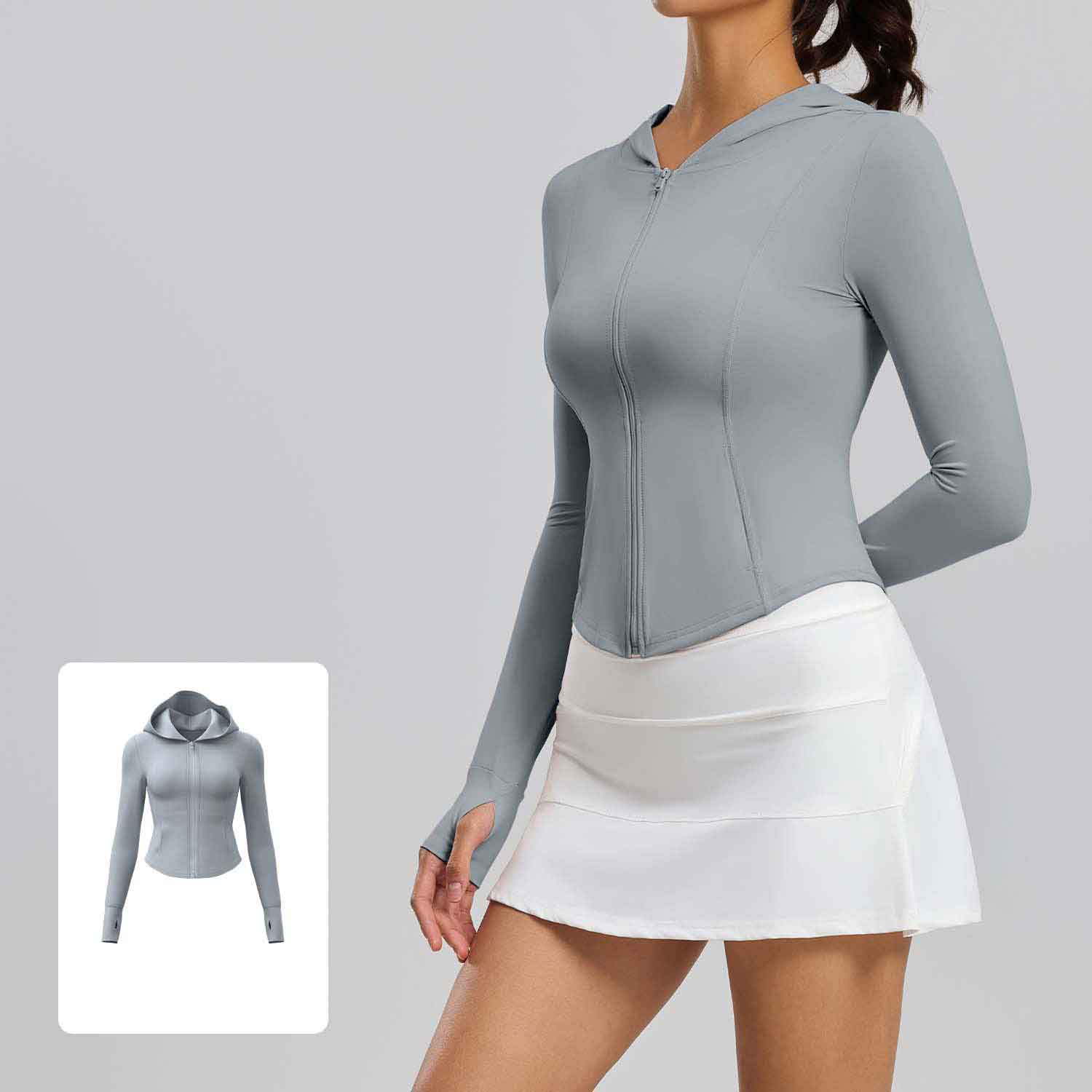Summer yarn UV-proof sunscreen coat thin outdoor skin clothing hooded sunscreen clothing