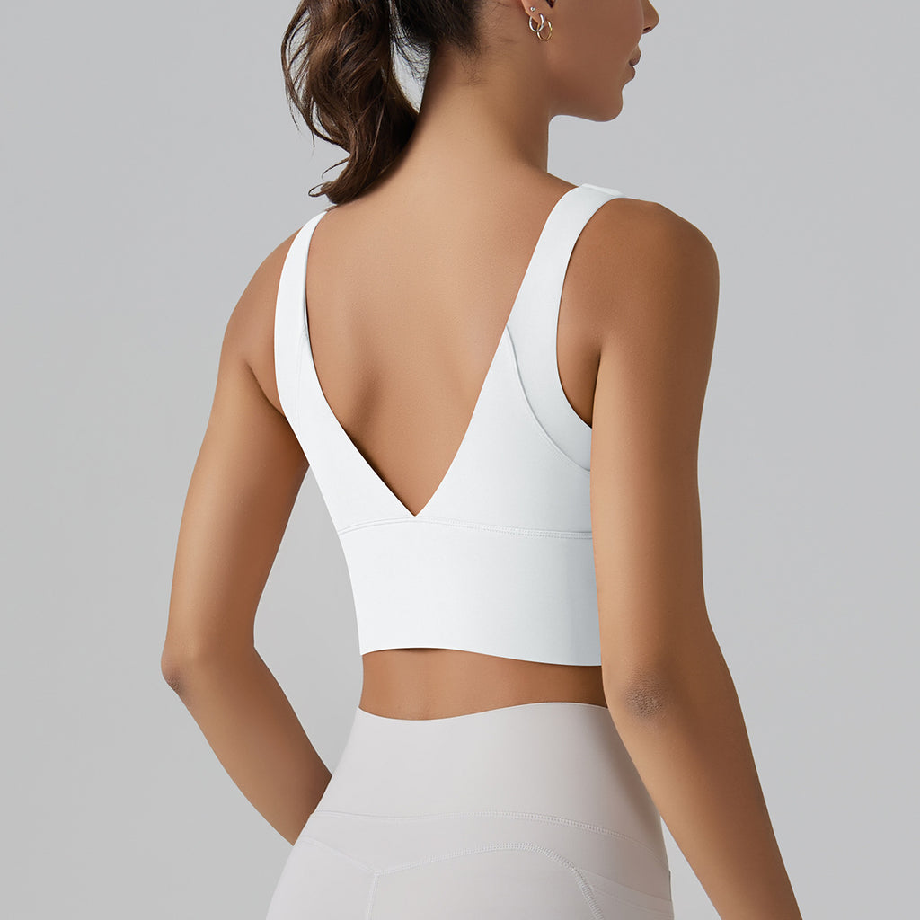 V-shaped beauty back cup sports bra tight-fitting high-elastic running fitness yoga clothing bra