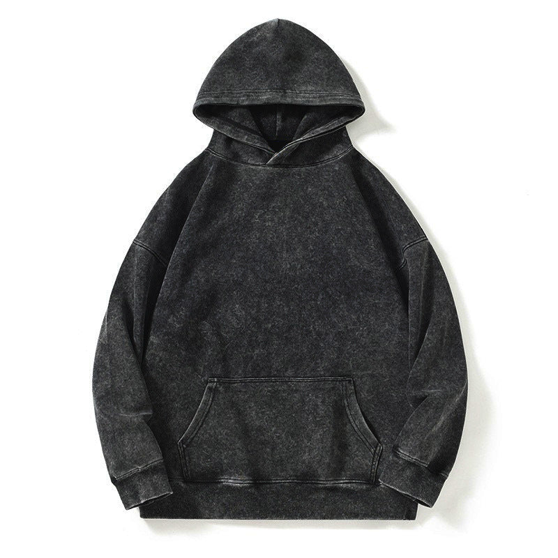 Solid color to make old loose long-sleeved hooded cotton sweater