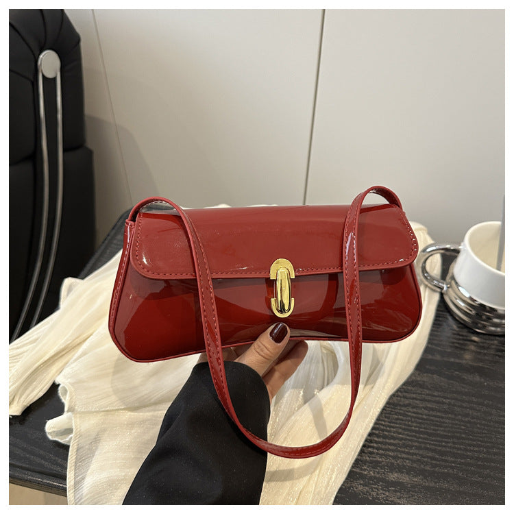 Summer new female PU patent leather glossy underarm bag