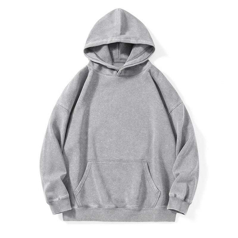 Solid color to make old loose long-sleeved hooded cotton sweater