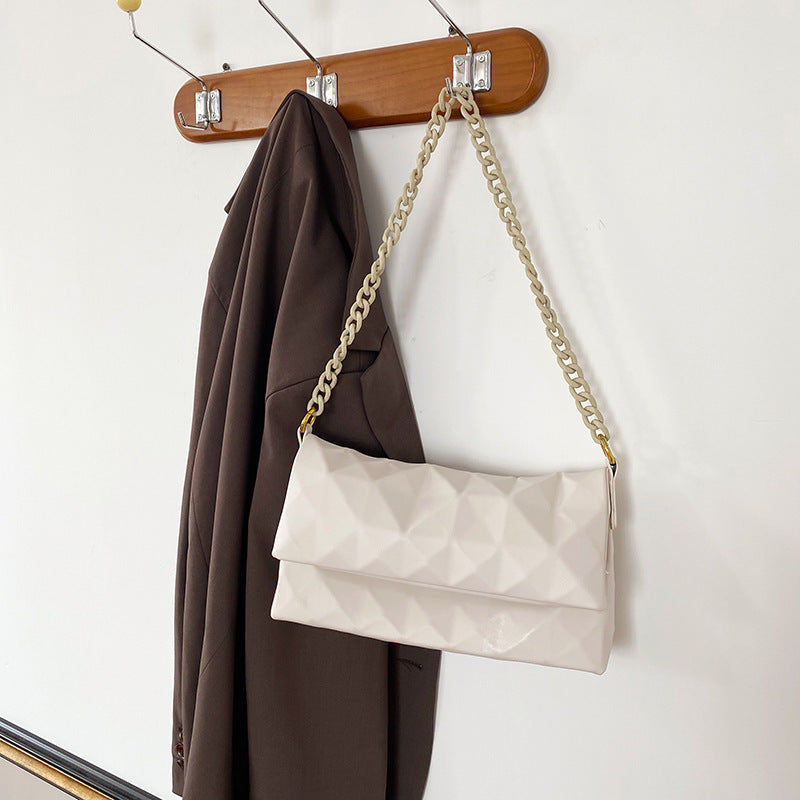 Spring new fashion Joker geometric thick chain bag texture shoulder crossbody bag