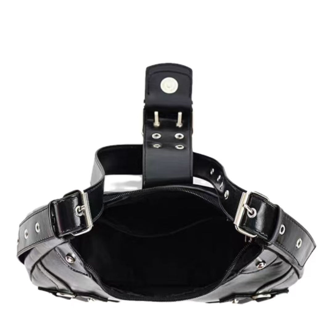 Personality new motorcycle one-shoulder handbag rivet fold underarm bag