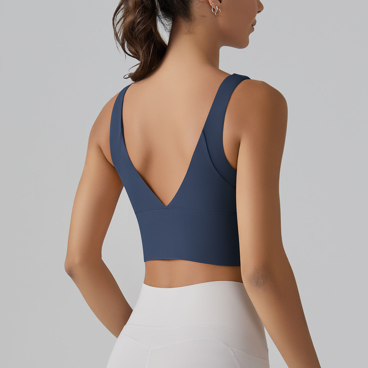 V-shaped beauty back cup sports bra tight-fitting high-elastic running fitness yoga clothing bra