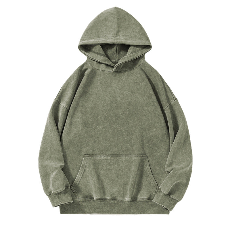 Solid color to make old loose long-sleeved hooded cotton sweater