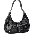 Personality new motorcycle one-shoulder handbag rivet fold underarm bag