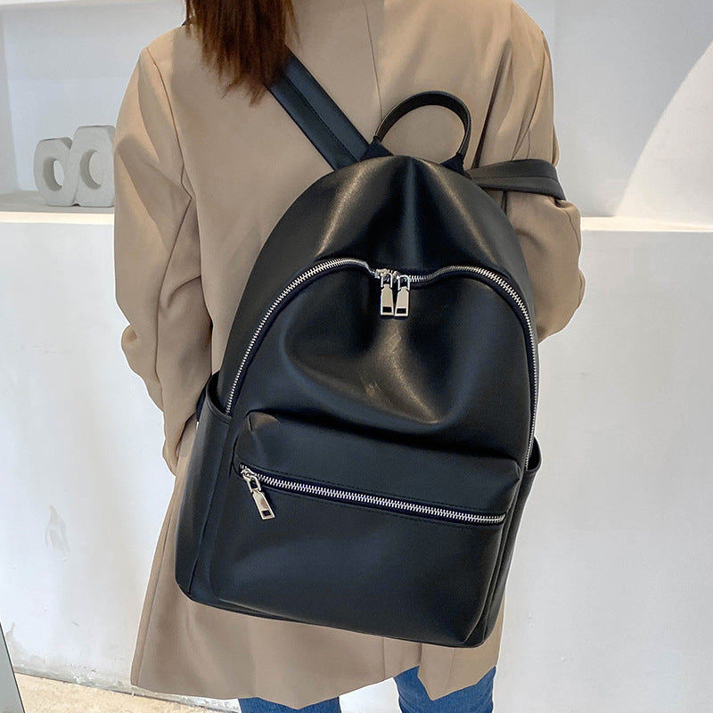 New PU soft leather large-capacity backpack travel bag