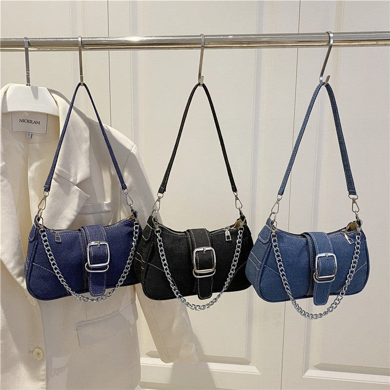 Summer new women's denim canvas shoulder crossbody bag