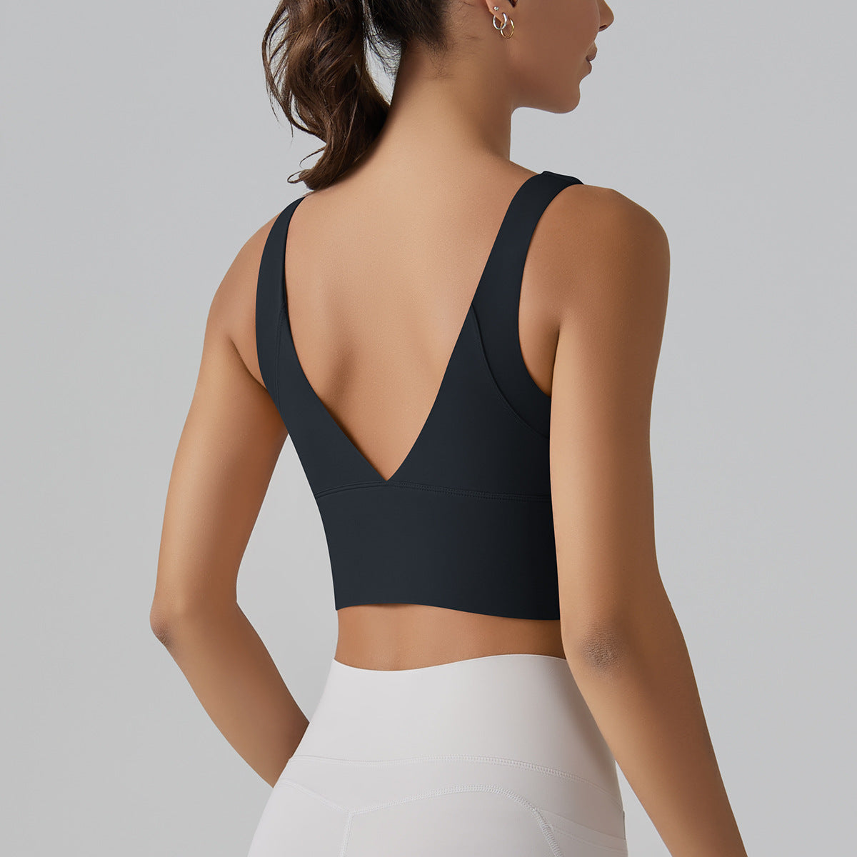 V-shaped beauty back cup sports bra tight-fitting high-elastic running fitness yoga clothing bra