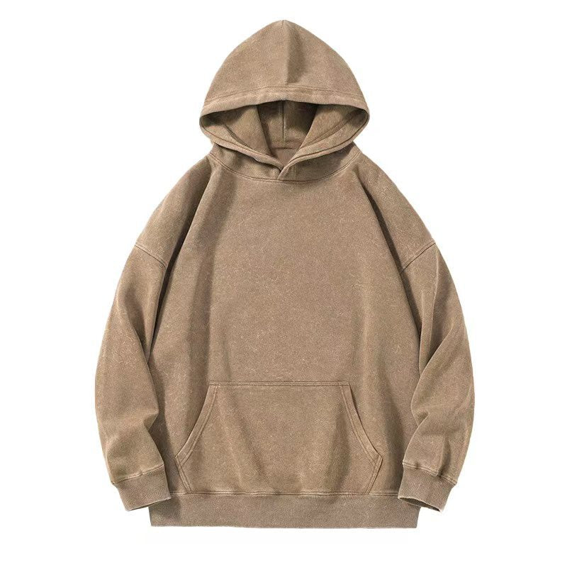 Solid color to make old loose long-sleeved hooded cotton sweater