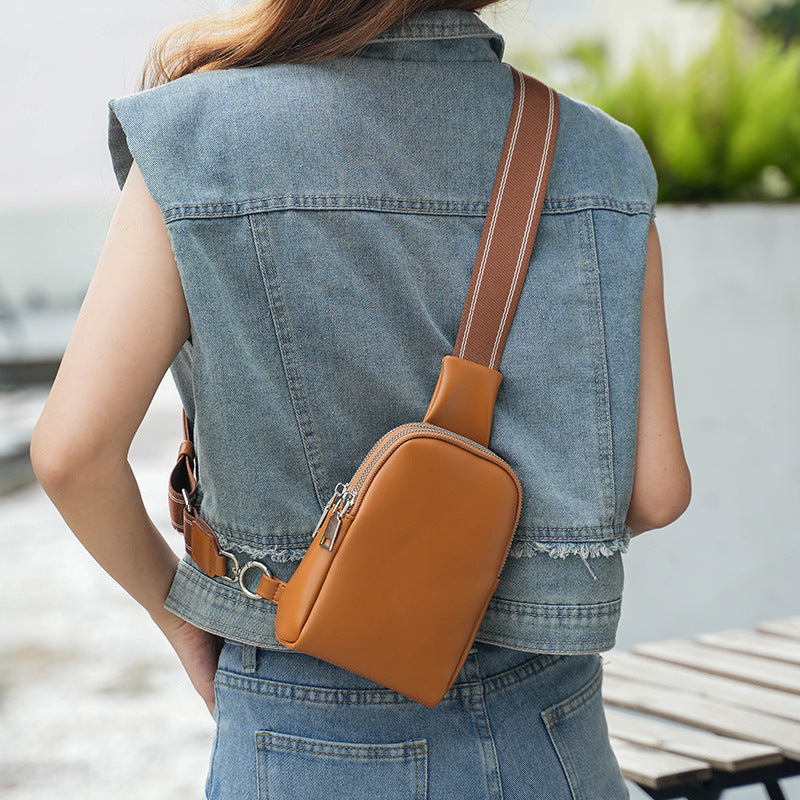 New small chest bag ladies soft leather crossbody bag