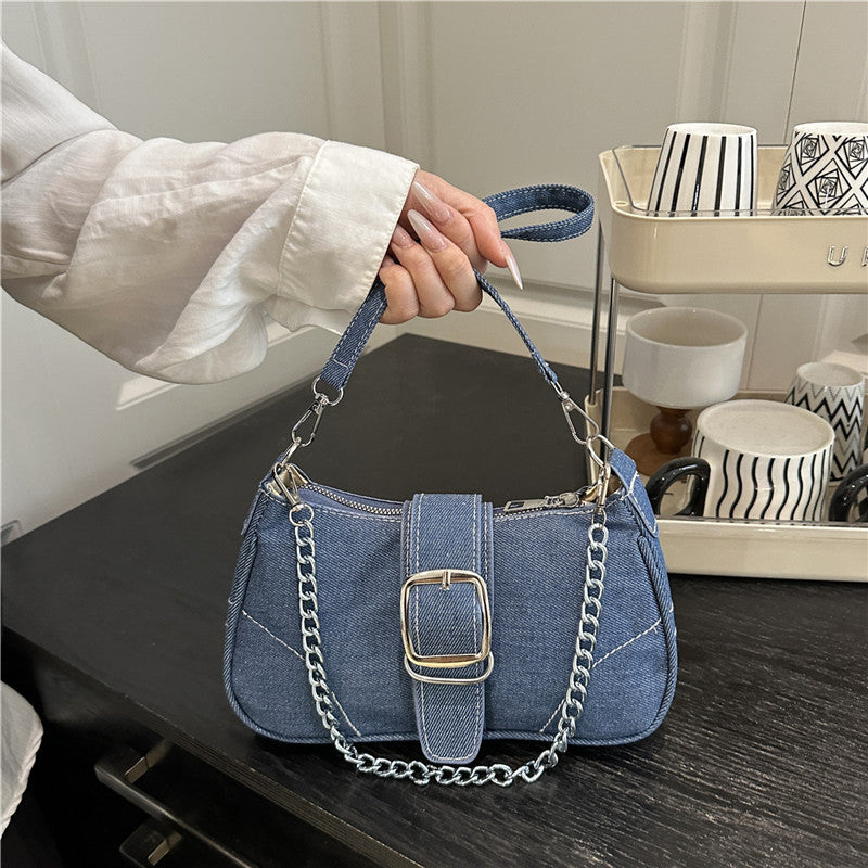 Summer new women's denim canvas shoulder crossbody bag