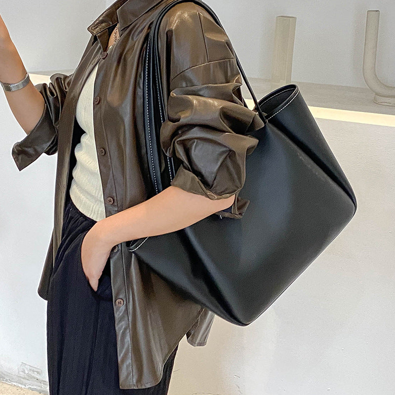 New handbag large capacity soft leather one-shoulder women's big bag