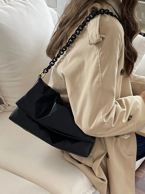 Spring new fashion Joker geometric thick chain bag texture shoulder crossbody bag