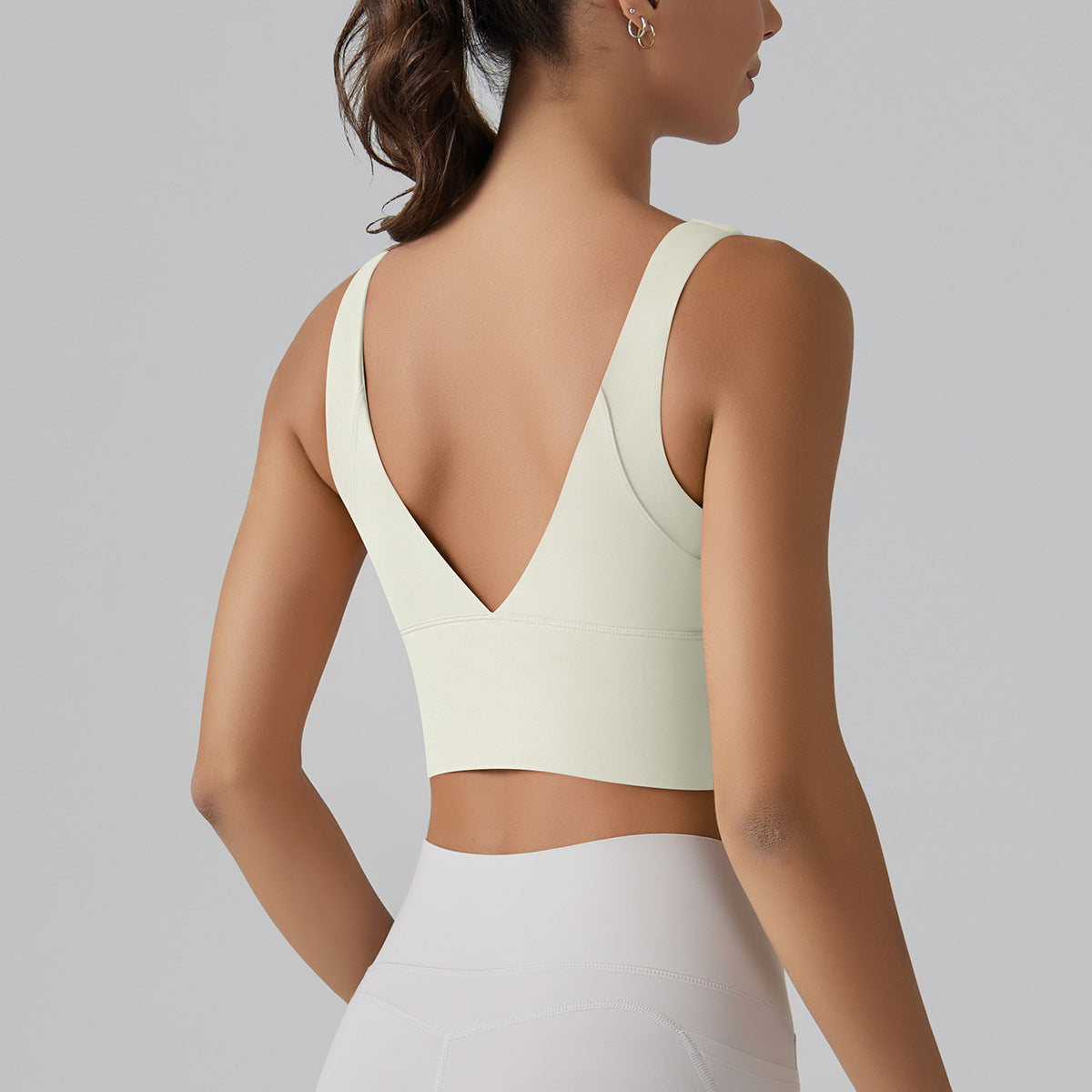 V-shaped beauty back cup sports bra tight-fitting high-elastic running fitness yoga clothing bra