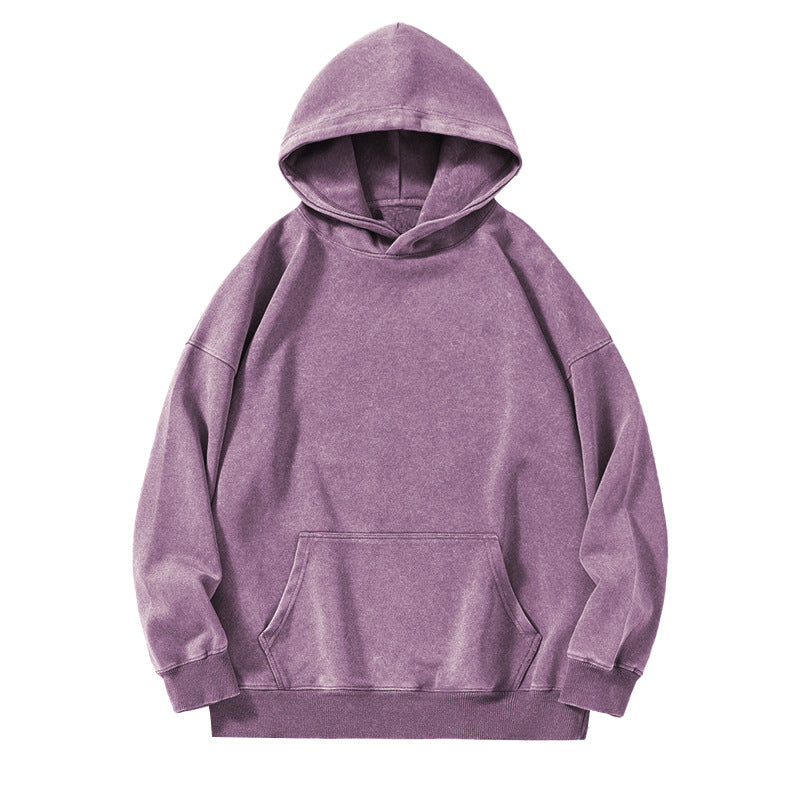 Solid color to make old loose long-sleeved hooded cotton sweater