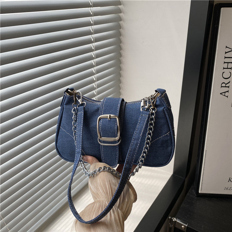 Summer new women's denim canvas shoulder crossbody bag