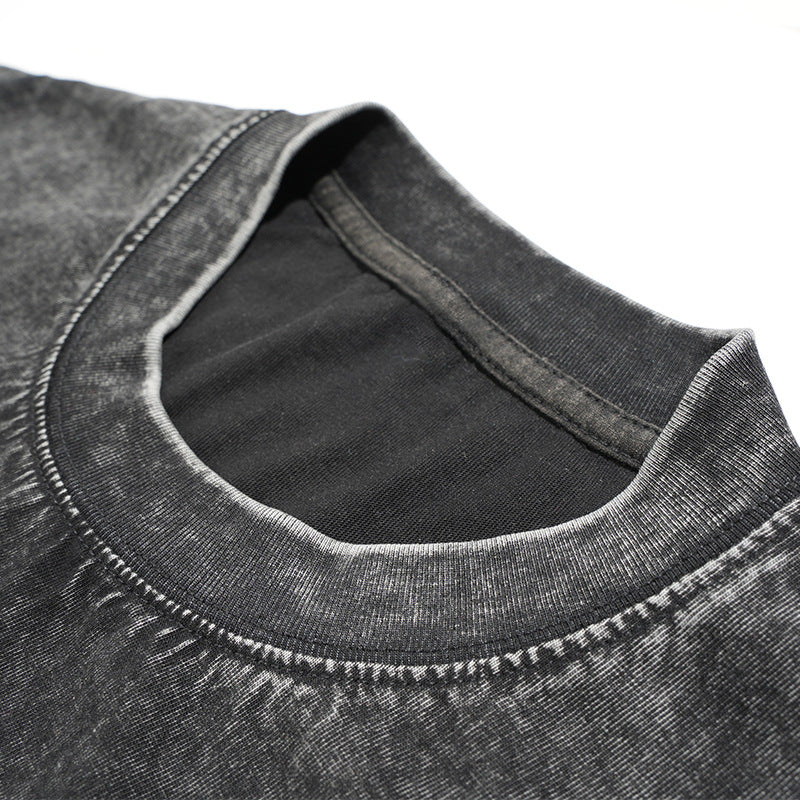 230g vintage cotton loose bottoming round neck to make old T-shirts.