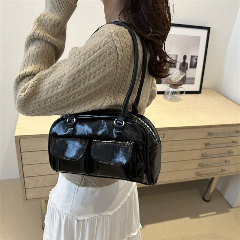 Summer new women's double-mouth bag bright satchel