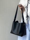 New solid black commuter tote bag large capacity shoulder slung bag