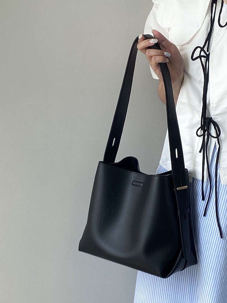 New solid black commuter tote bag large capacity shoulder slung bag