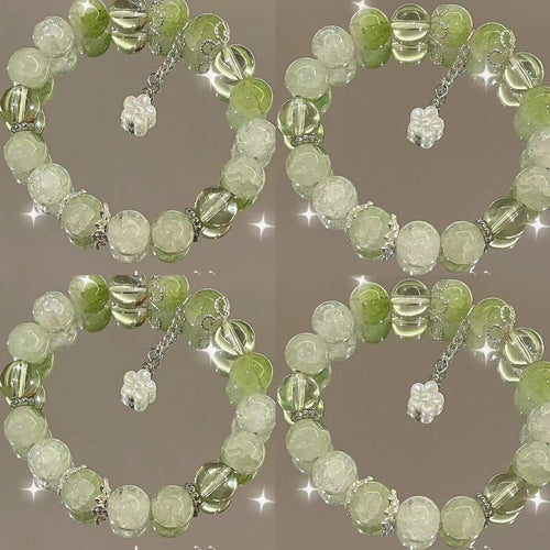 Floral bracelet white green floral bracelet student jewelry