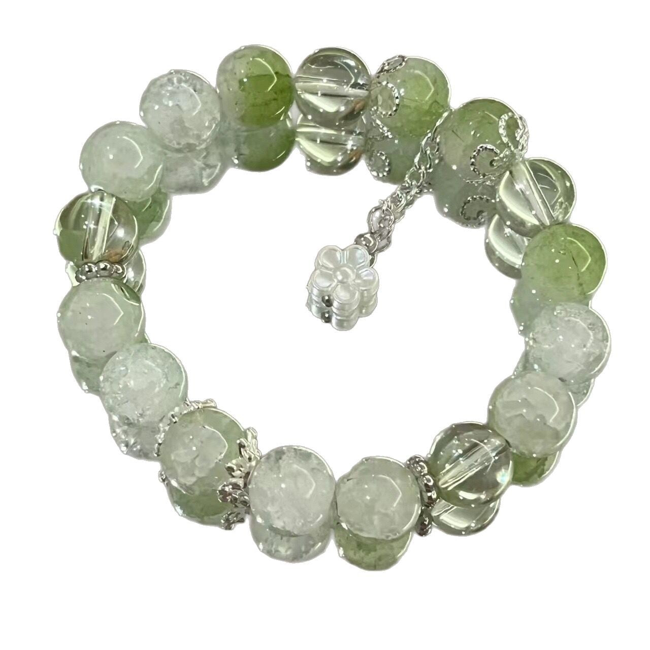 Floral bracelet white green floral bracelet student jewelry