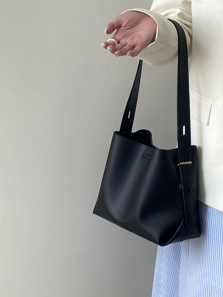 New solid black commuter tote bag large capacity shoulder slung bag