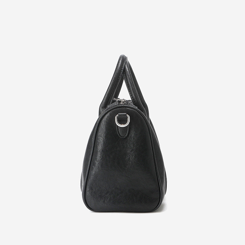 Large capacity Boston bag cowhide niche handbag commuter crossbody single shoulder pillow bag