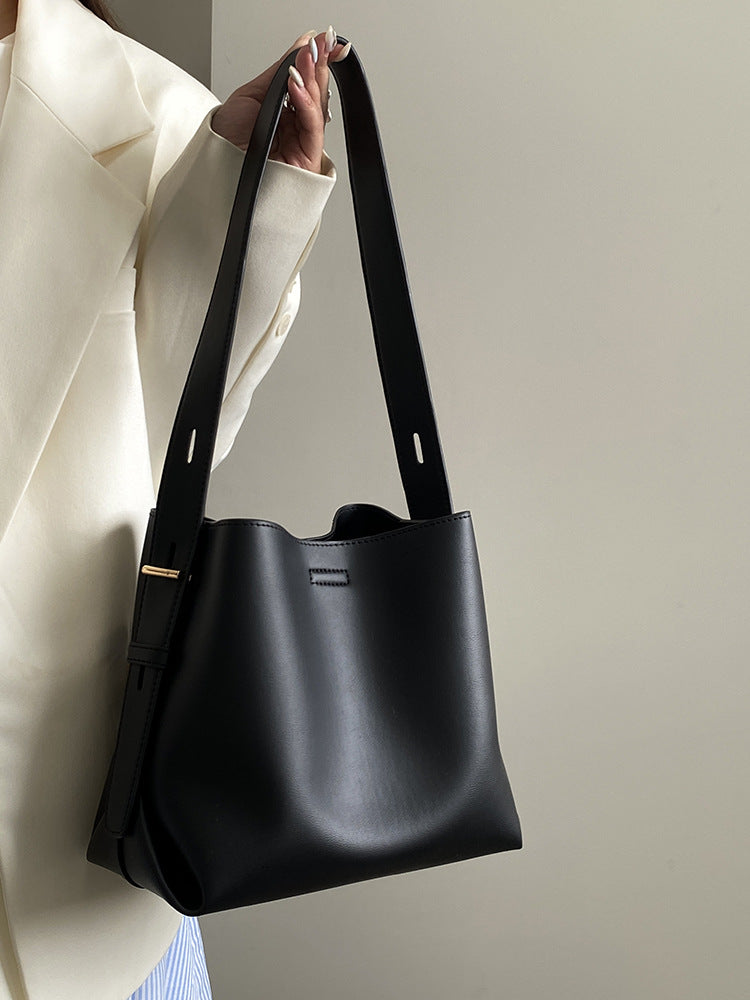 New solid black commuter tote bag large capacity shoulder slung bag