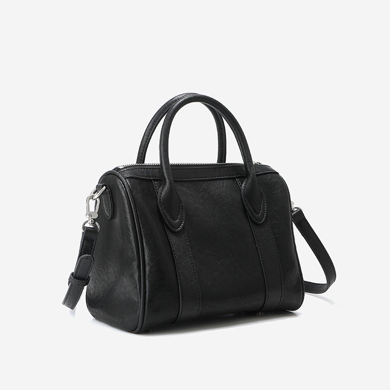 Large capacity Boston bag cowhide niche handbag commuter crossbody single shoulder pillow bag